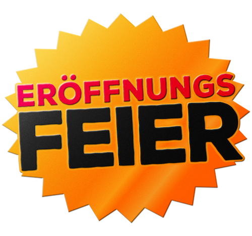 Bild eines Stickers mit den Worten "Eröffnungsfeier"